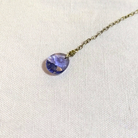 Purple Swarovski Crystal Leaf Necklace - Picture 4 of 5